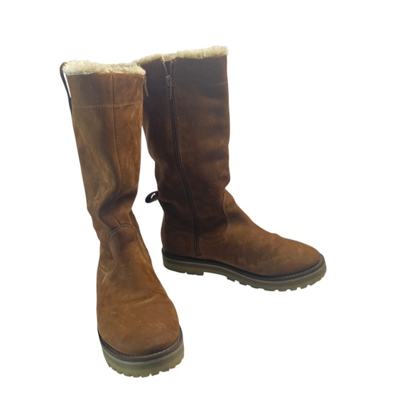 ZARA Chestnut Leather boots Girl Full faux-fur lined Size 36 - Picture 2 of 10